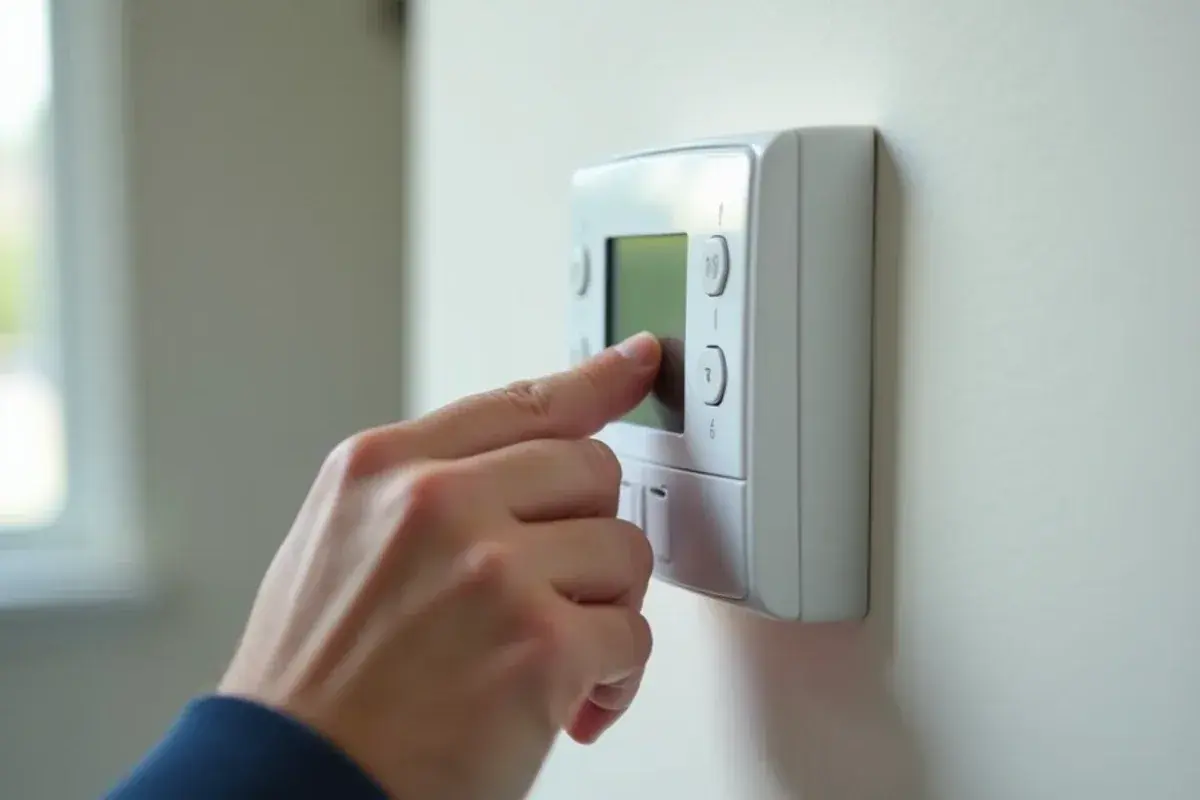 Hand switching a hallway wall thermostat from fan On to Auto, a common reason an AC runs but does not cool