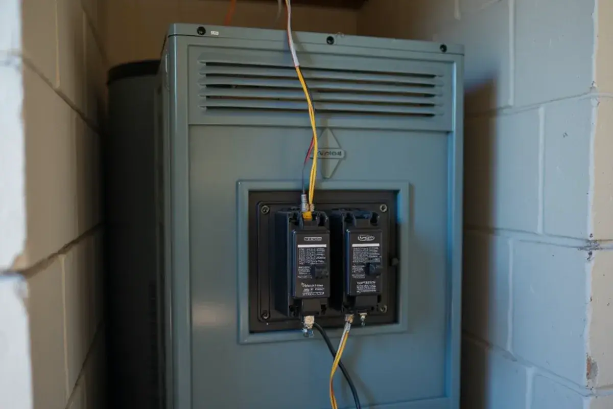 Heat kit with its own breakers mounted on an air handler in a South Texas home