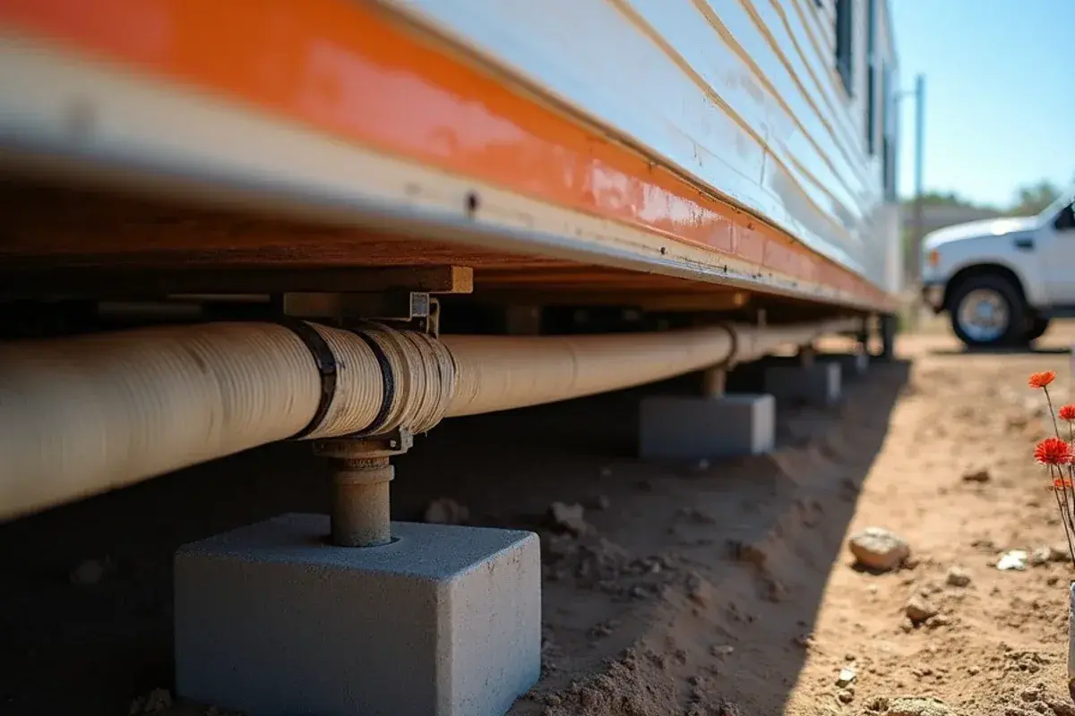 Insulated crossover duct connecting the two halves of a double-wide manufactured home beneath the floor