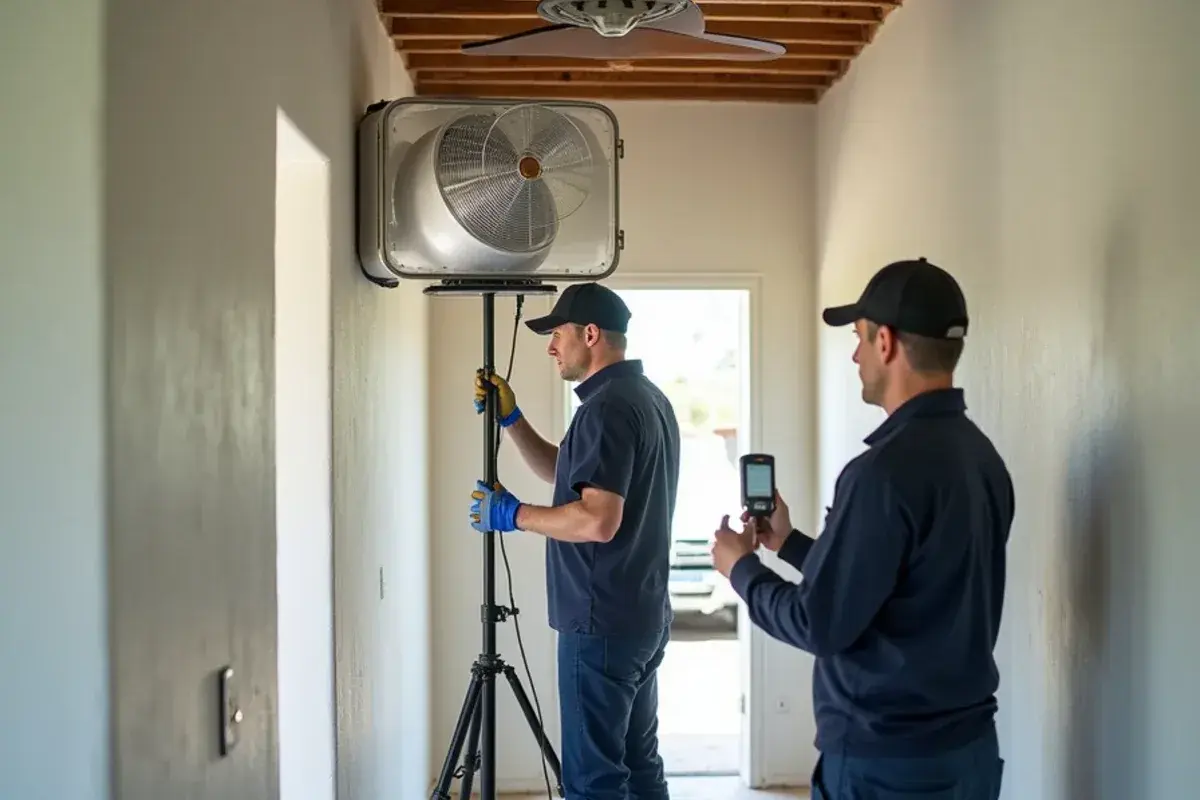 Duct leakage test fan mounted at a return grille to pressurize ductwork