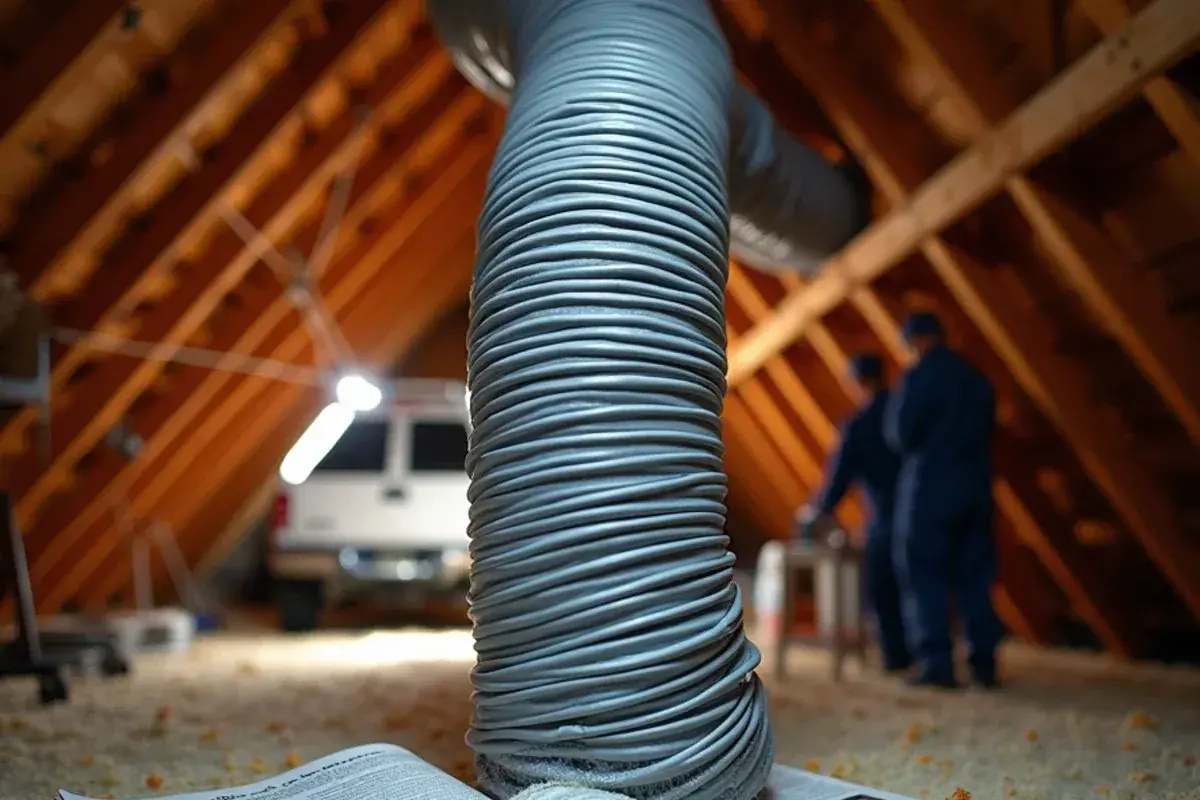 Flex duct pinched flat where it is draped over an attic truss