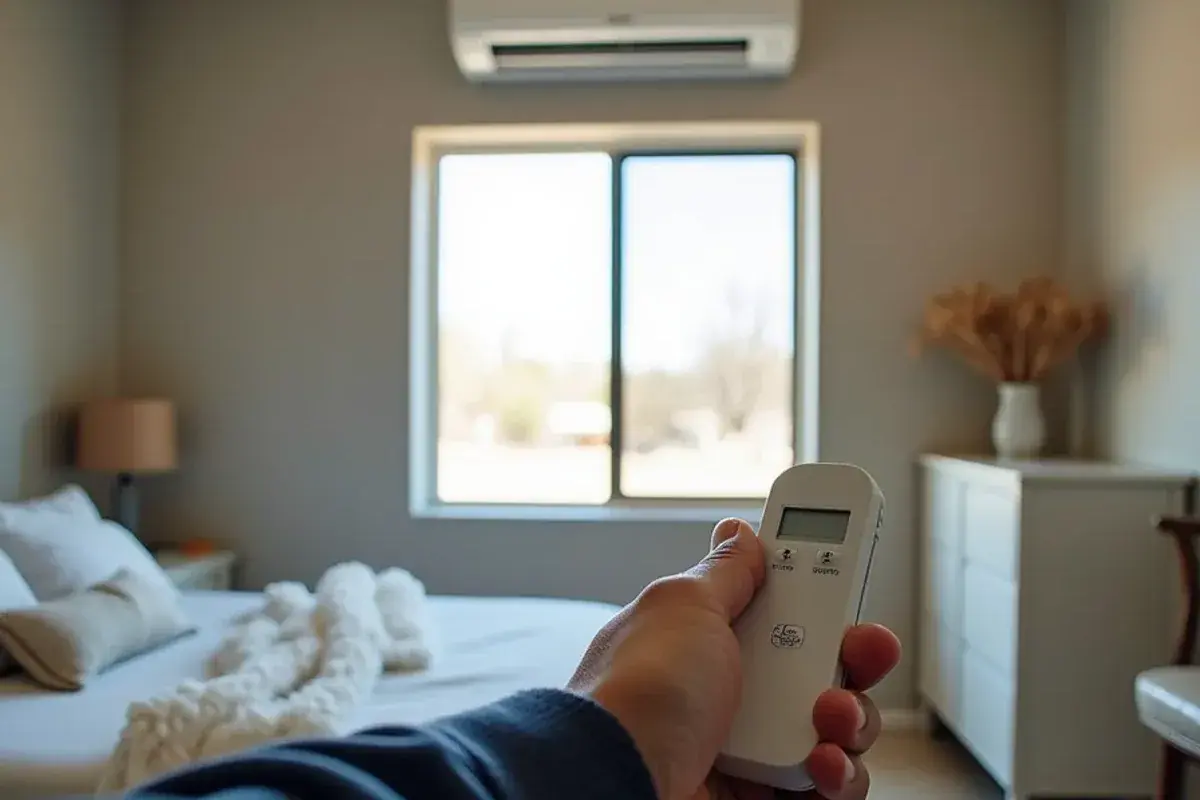 Wall-mounted mini-split heat pump warming a bedroom addition in a Starr County home