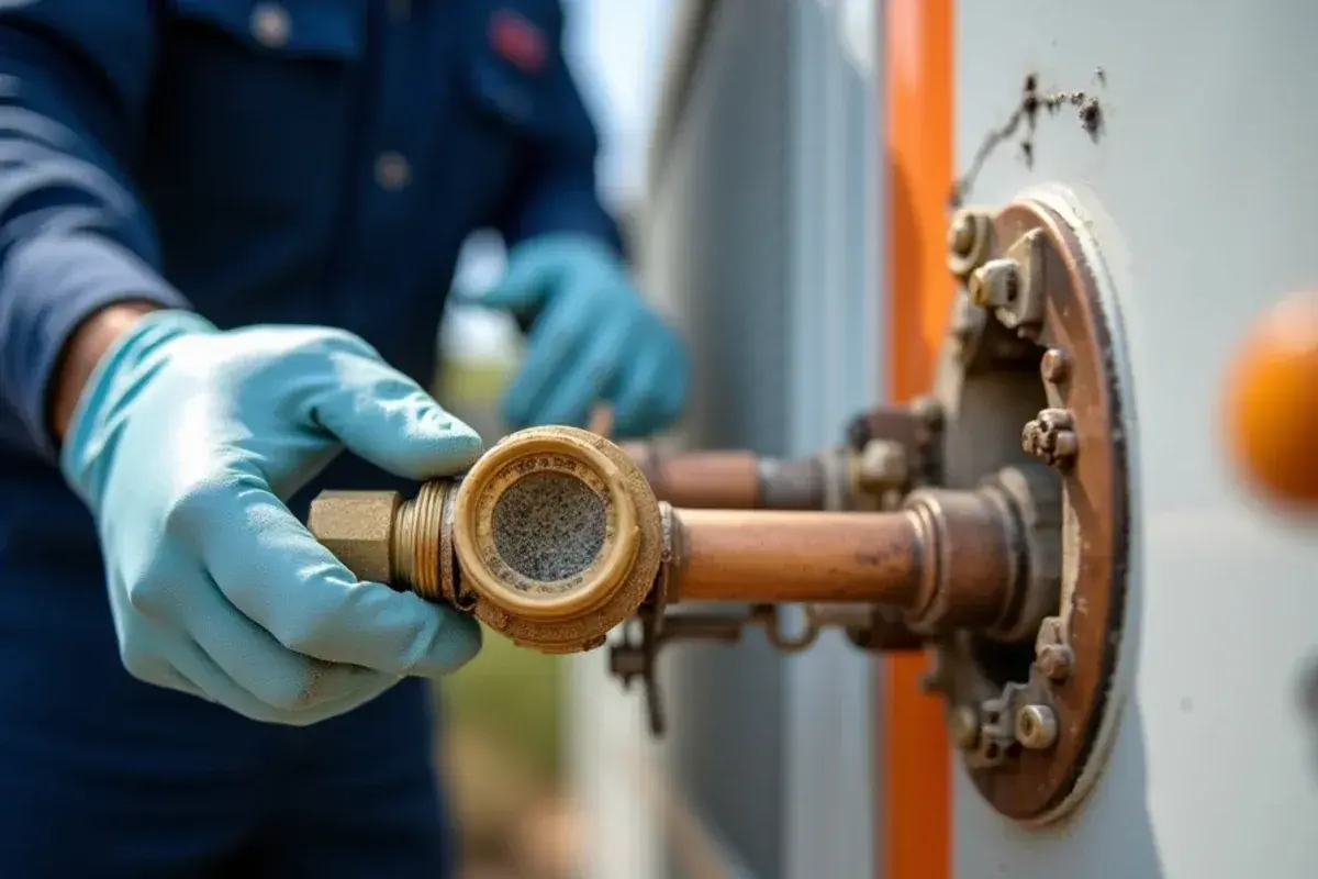 Leak-detection bubbles on a flare fitting during a ductless mini split repair in Rio Grande City