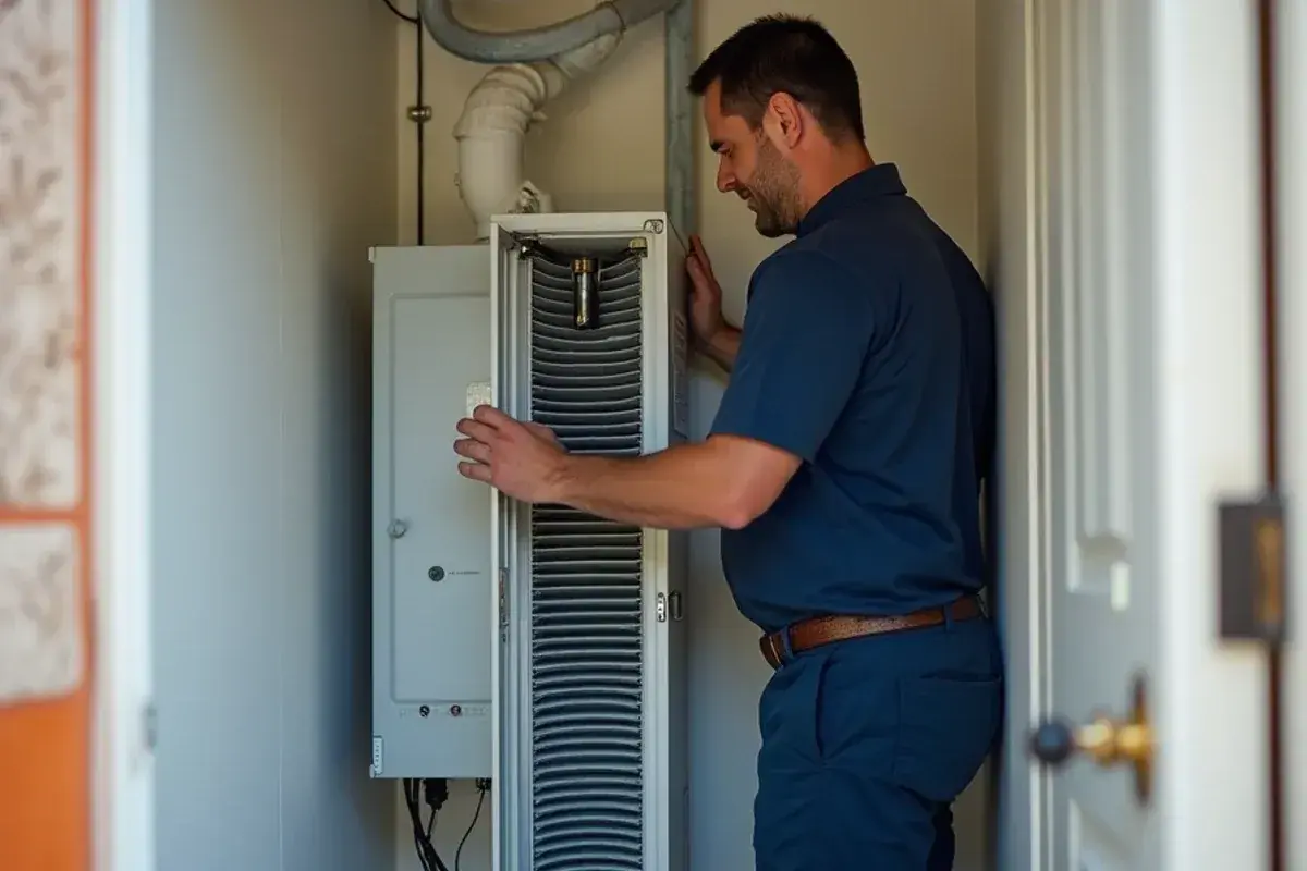 Whole-home air purifier cabinet installed on the return side of an air handler in Citrus City, TX