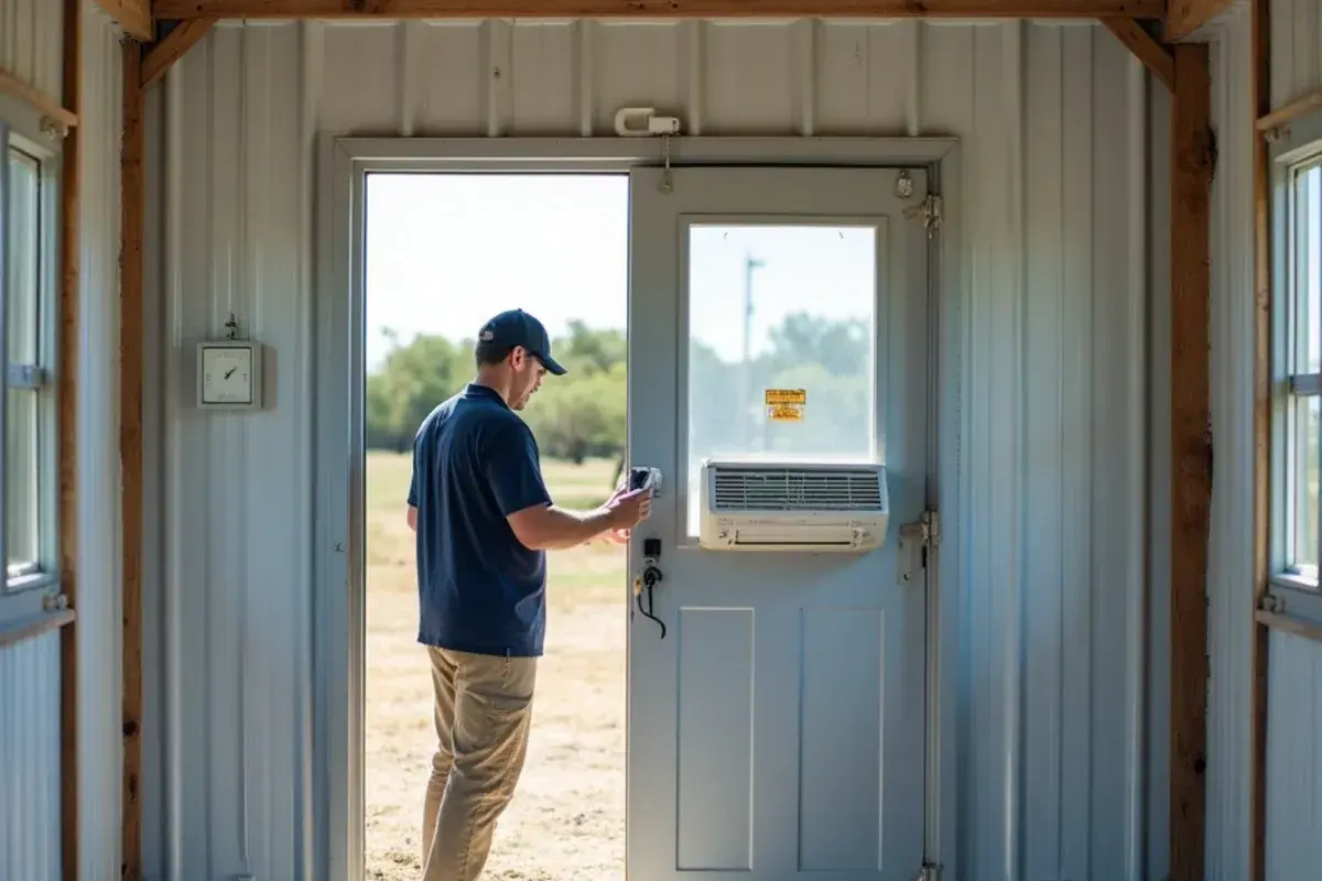 Insulated cold room built inside a metal ranch shed in the San Isidro, TX brush country