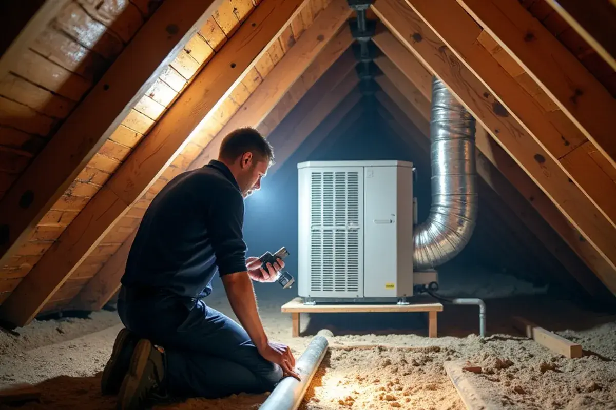 Attic air handler and insulated ducts serving the second floor of a Sharyland home