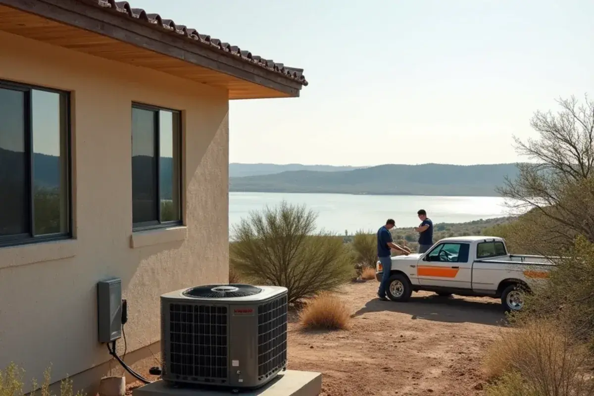 Home near the Falcon Dam area of western Starr County with an AC condenser on a raised pad